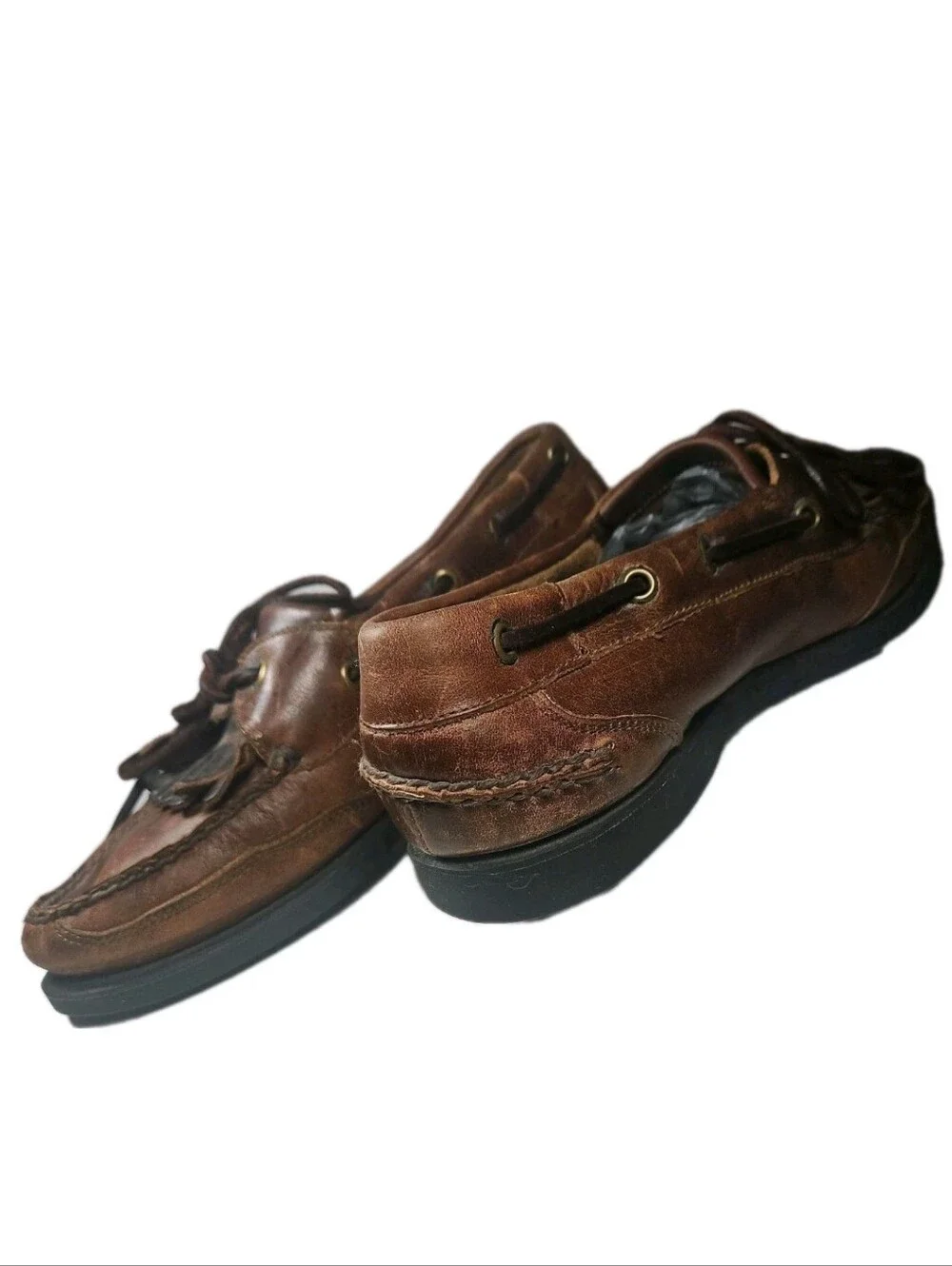 Sperry Top Sider Kiltie Tassel Unisex M7D/W8.5B Brn Leather Loafer 90s[7D